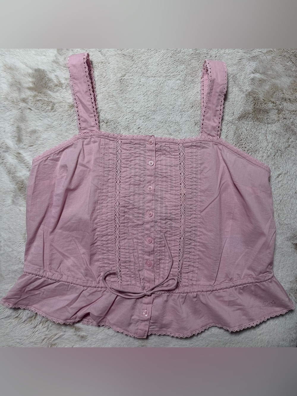 Levi's Pink Lace-Trim Sleeveless Button Front Camisole